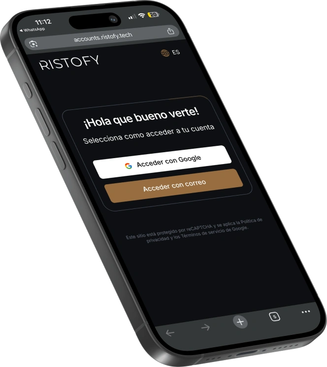 Ristofy plataforma en smartphone
